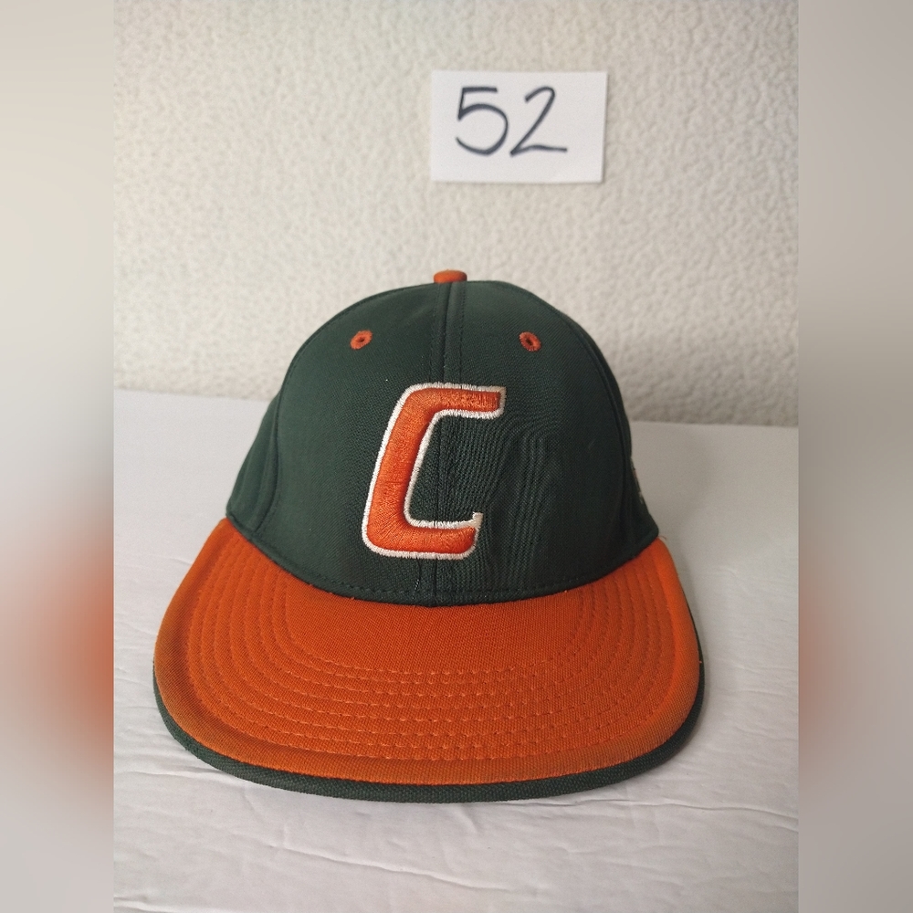 Miami Canes Green Orange Hat Cap Fitted Size Small Flexfit The Game Pro